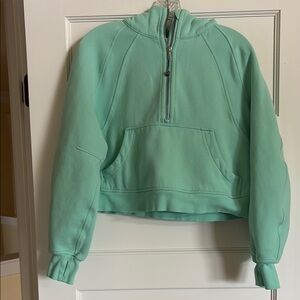 lululemon athletica scuba oversized cropped half zip Mint Green Hoodie